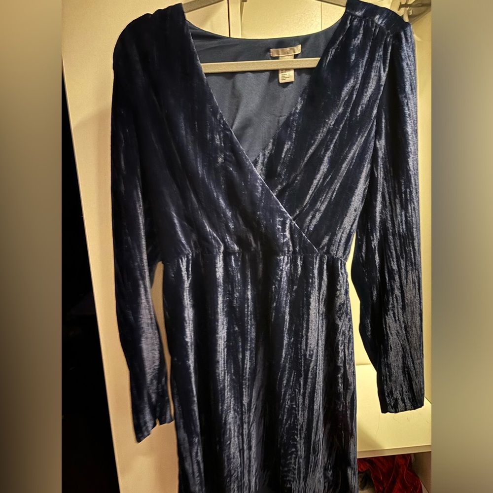Navy velvet mini dress
